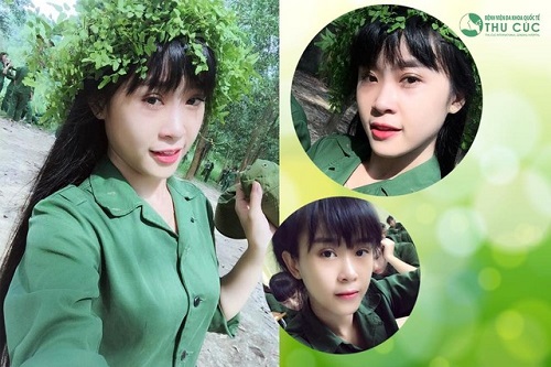 Từ sau khi thực hiện bấm mí mắt Hàn Quốc thẩm mỹ Thu Cúc với ưu đãi thẩm mỹ, 9x Thu Trang tự tin post những tấm hình selfie cận mặt.