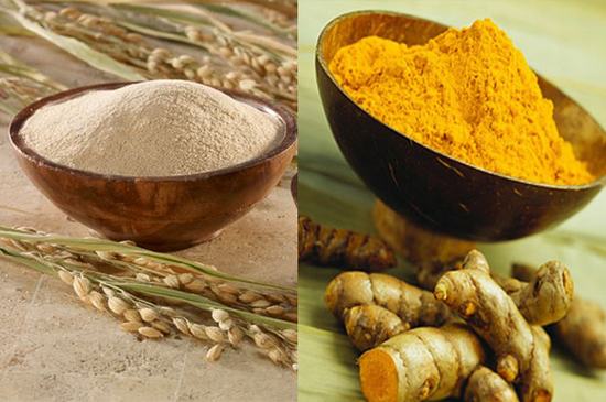 Tẩy lông bằng bột nghệ và bột cám gạo